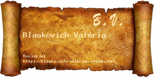 Blaskovich Valéria névjegykártya